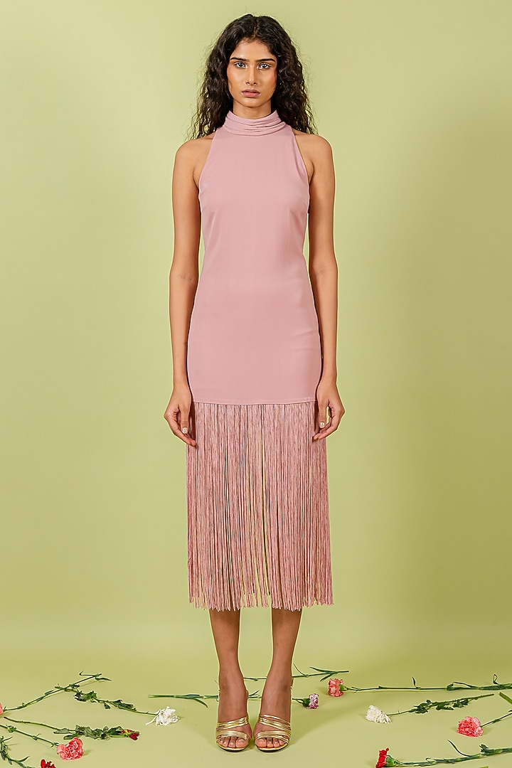 Blush Pink Heavy Crepe Vacation Dress by Swatee Singh at Pernia's Pop Up Shop