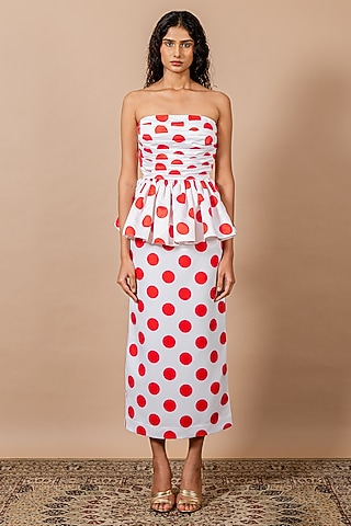 strapless open back dress Pink Coral Smocked Peplum Top - The Cotton Shop