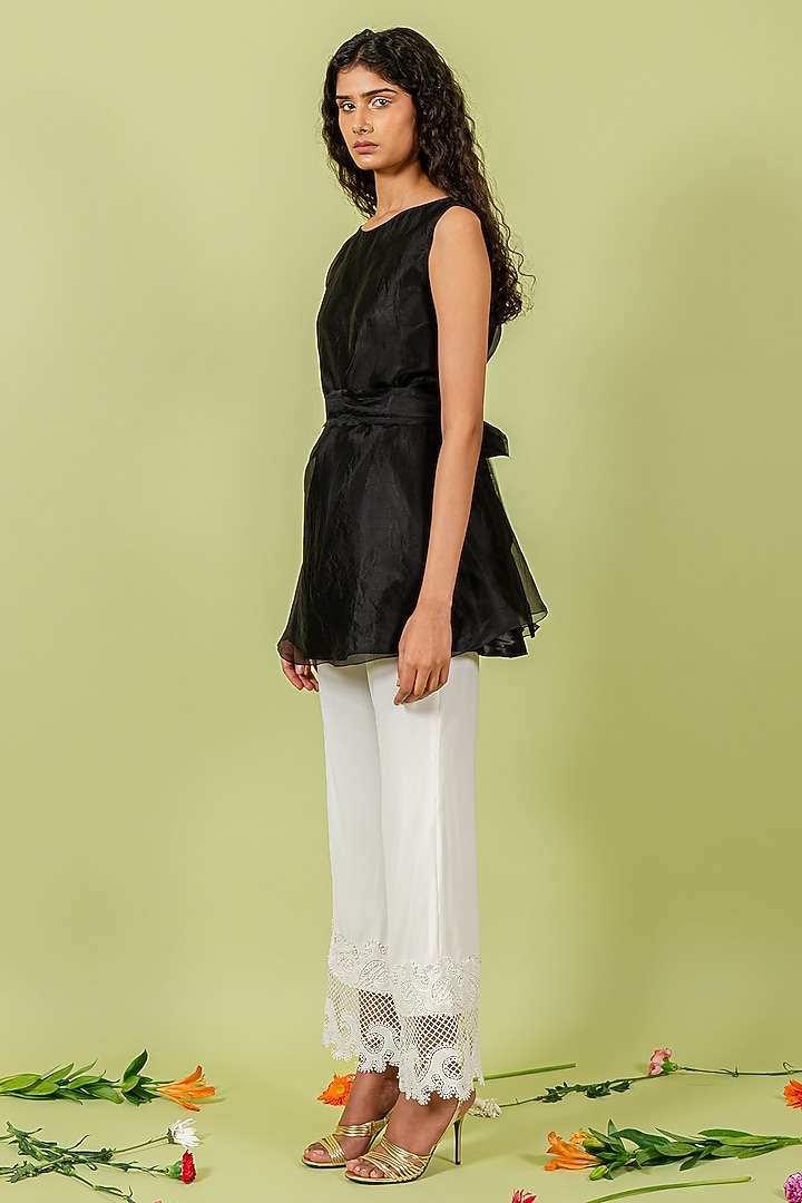 Black Organza Sleeveless Top by Swatee Singh at Pernia's Pop Up Shop