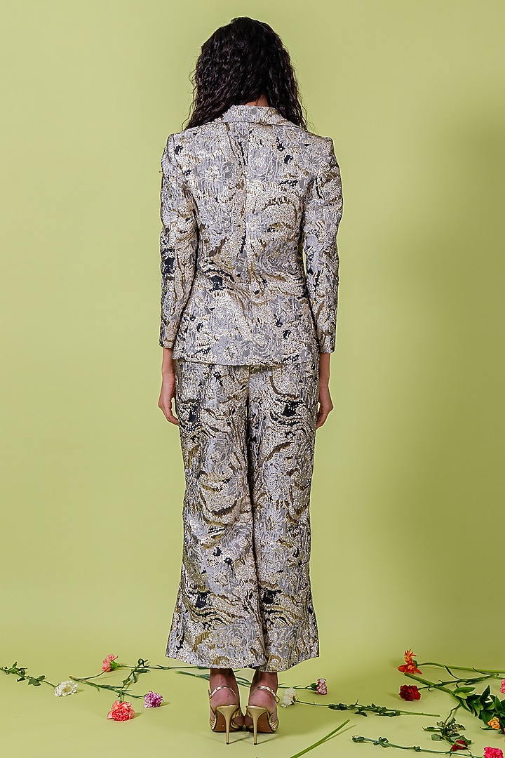 Black & Gold Jacquard Blazer Set by Swatee Singh at Pernia's Pop Up Shop