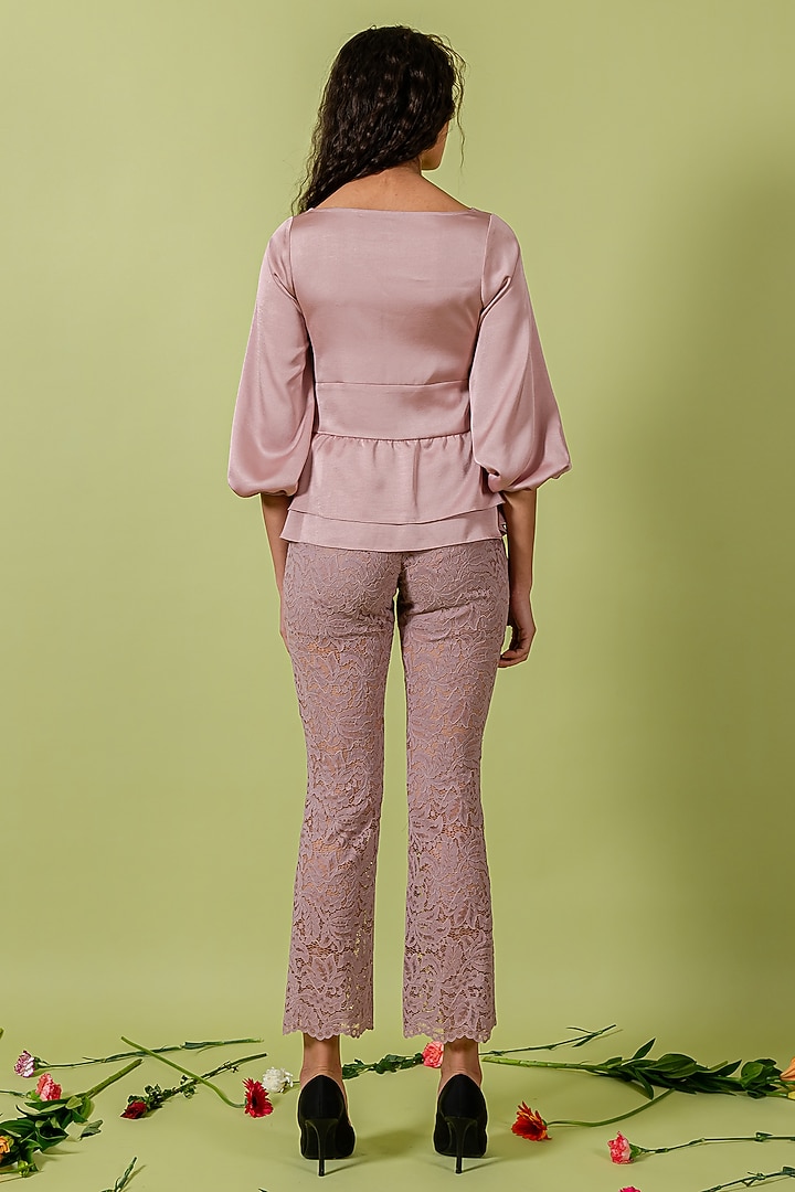 Grape-Colored Satin & Lace Co-Ord Set by Swatee Singh at Pernia's Pop Up Shop