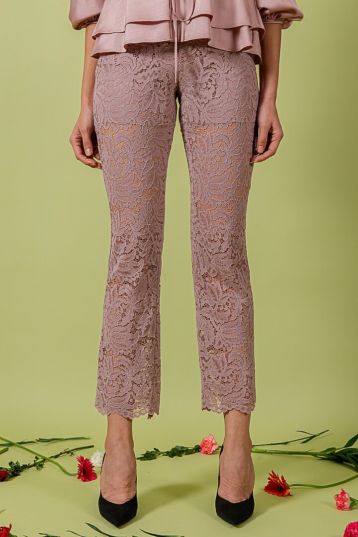Grape-Colored Satin & Lace Co-Ord Set by Swatee Singh at Pernia's Pop Up Shop