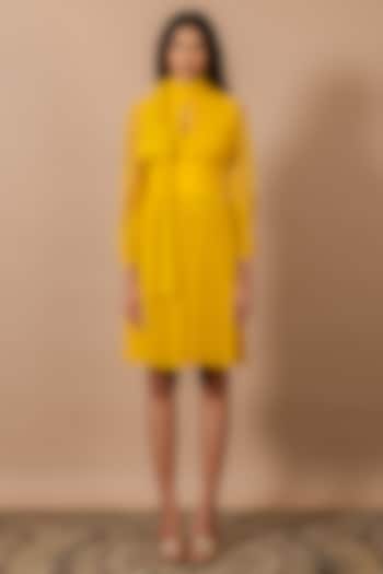 Yellow Lace Polka Vacation Dress by Swatee Singh at Pernia's Pop Up Shop