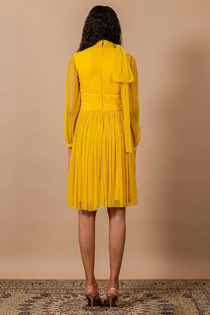 Yellow Lace Polka Vacation Dress by Swatee Singh at Pernia's Pop Up Shop