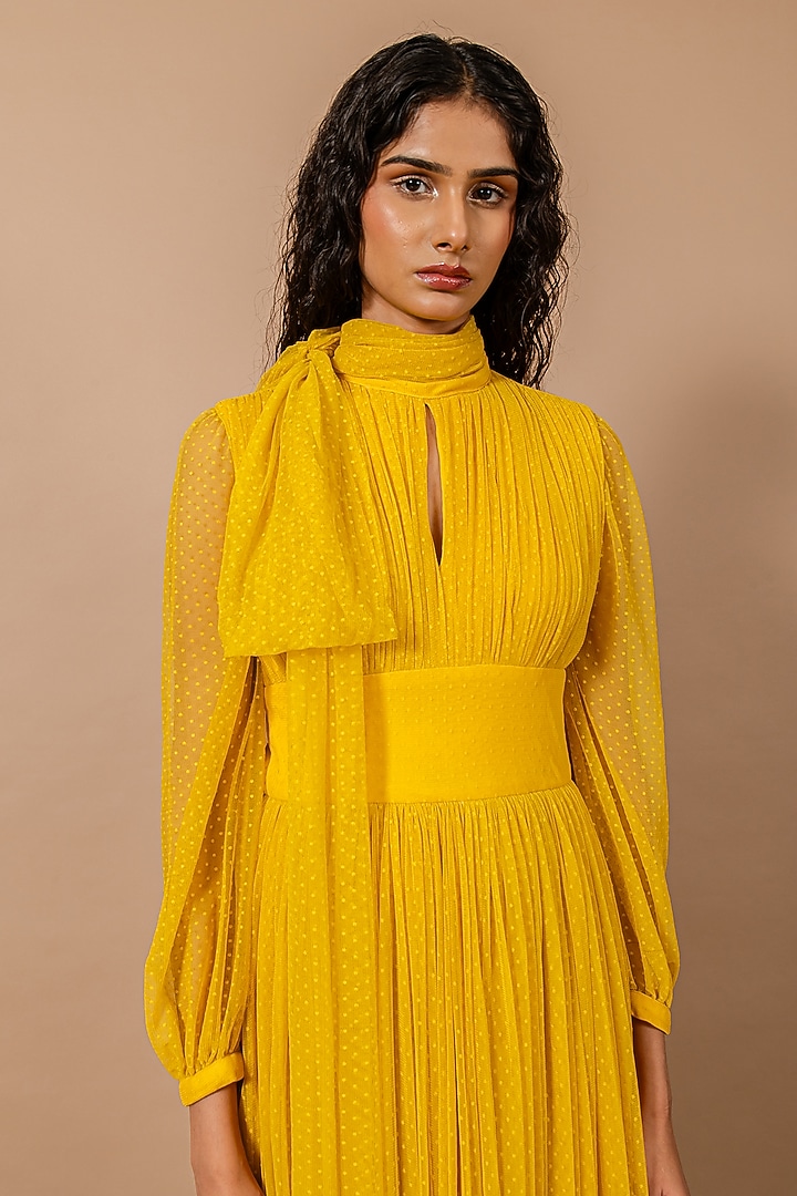 Yellow Lace Polka Vacation Dress by Swatee Singh at Pernia's Pop Up Shop