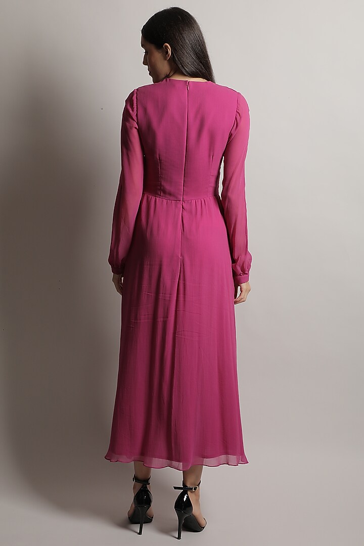 Fuchsia Ruched Vacation Dress by Swatee Singh at Pernia's Pop Up Shop