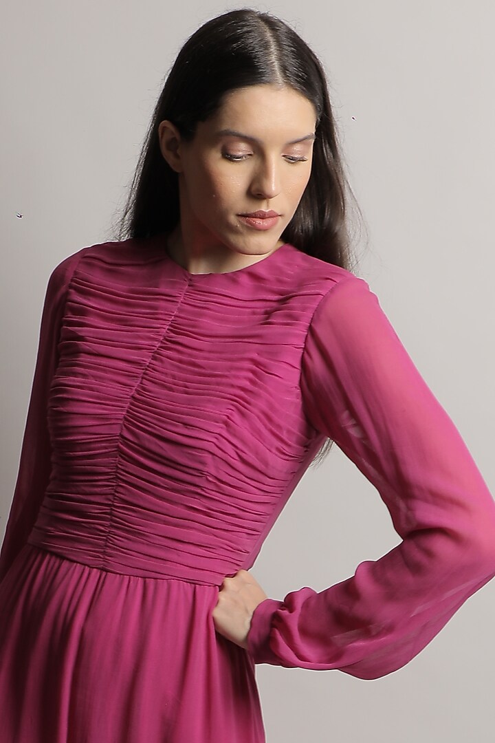 Fuchsia Ruched Vacation Dress by Swatee Singh at Pernia's Pop Up Shop