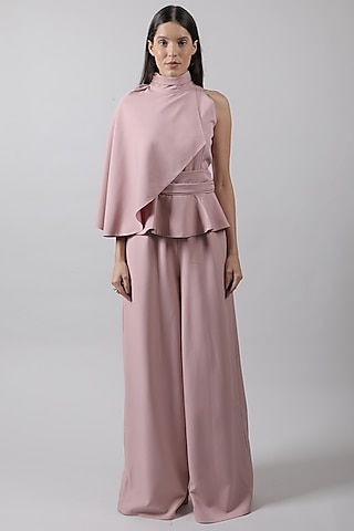 Pink Peplum Jumpsuit by Swatee Singh