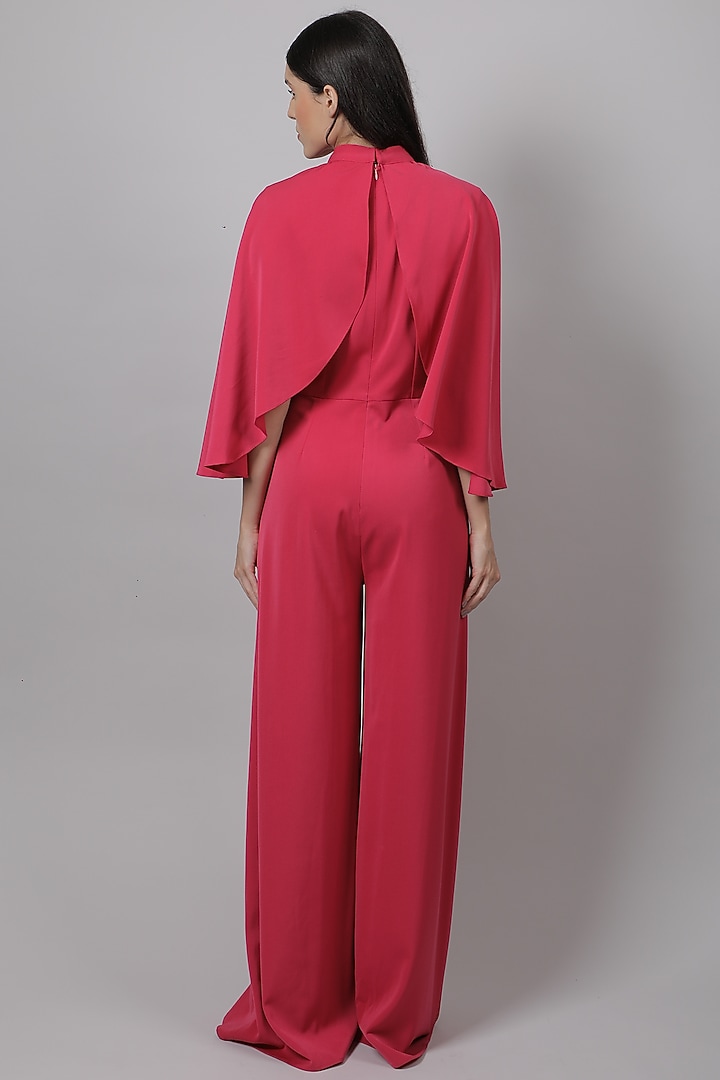 Fuchsia Jumpsuit With Cape by Swatee Singh at Pernia's Pop Up Shop