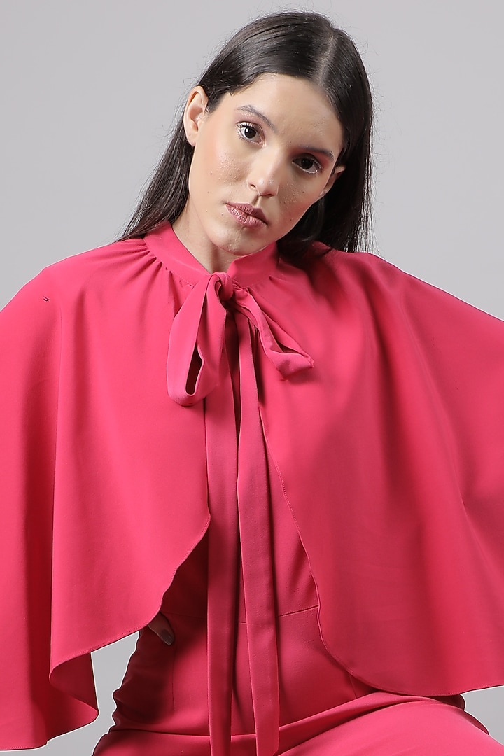 Fuchsia Jumpsuit With Cape by Swatee Singh at Pernia's Pop Up Shop