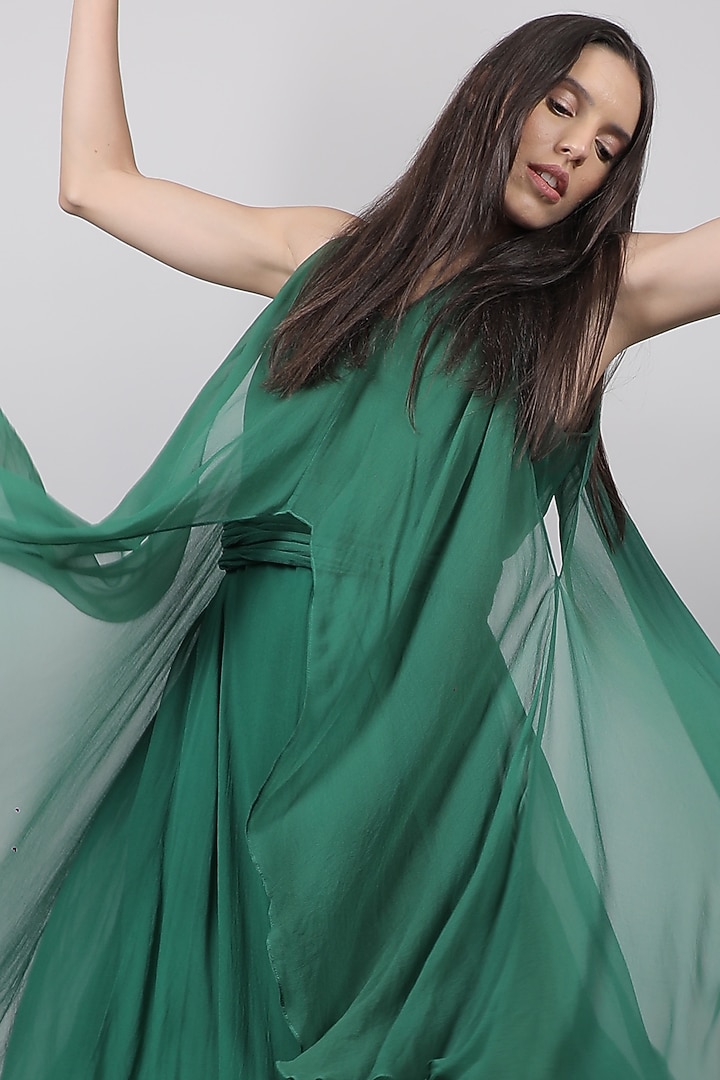 Green Asymmetrical Gown by Swatee Singh at Pernia's Pop Up Shop