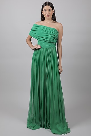 Green Corseted Gown by Swatee Singh