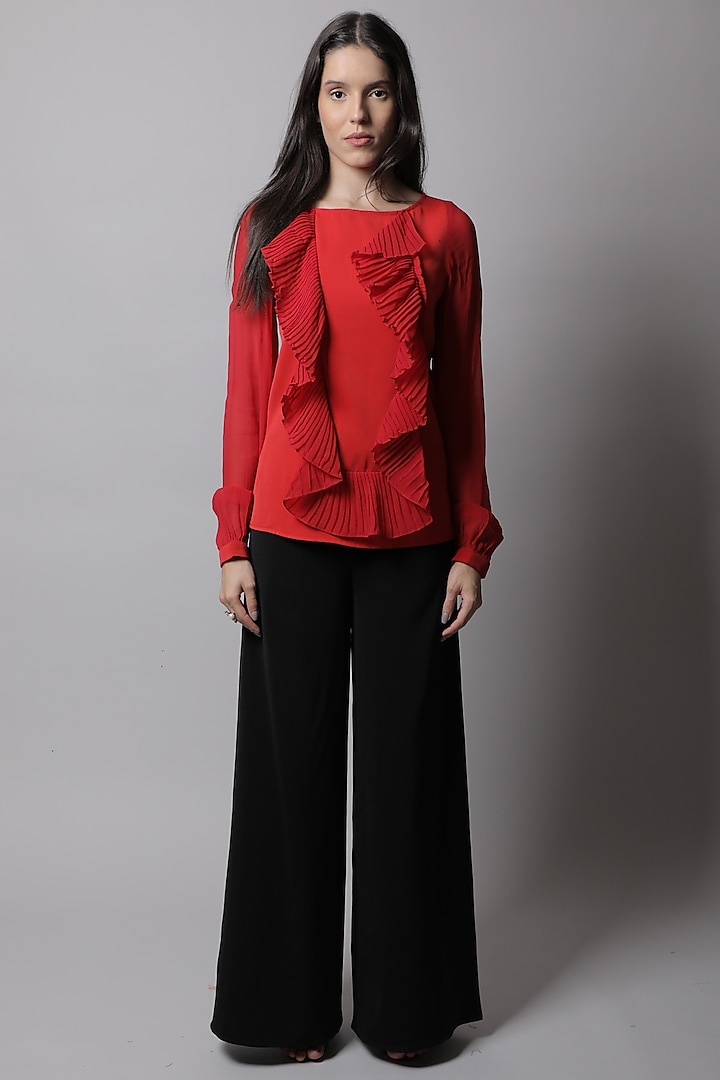 Red Textured Top by Swatee Singh