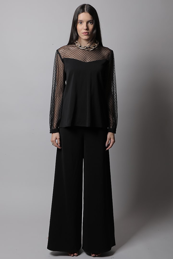 Black Heavy Crepe Top by Swatee Singh at Pernia's Pop Up Shop