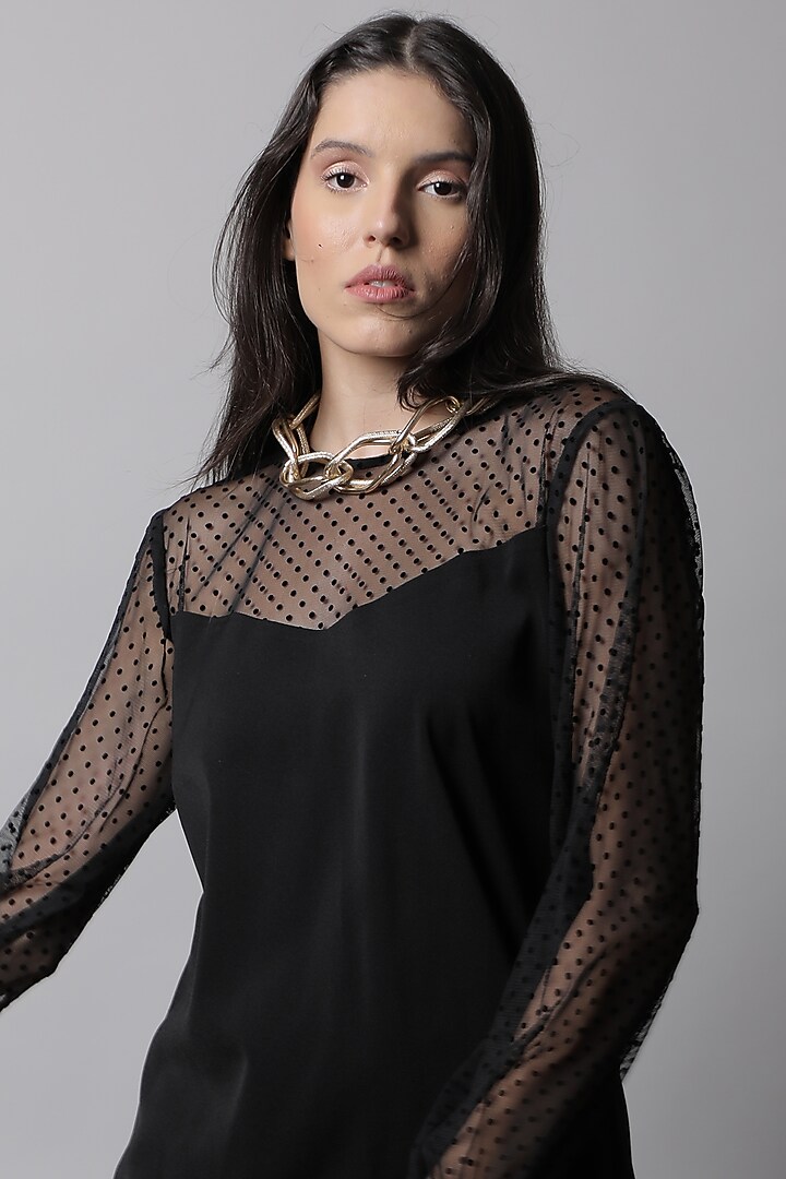 Black Heavy Crepe Top by Swatee Singh at Pernia's Pop Up Shop