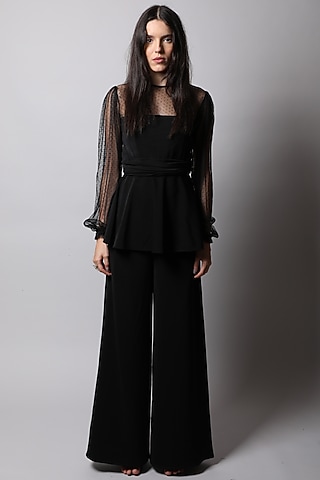 Black Peplum Top by Swatee Singh
