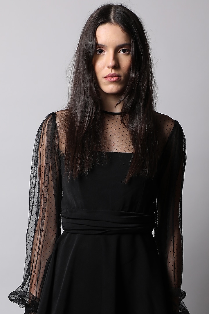 Black Peplum Top by Swatee Singh at Pernia's Pop Up Shop