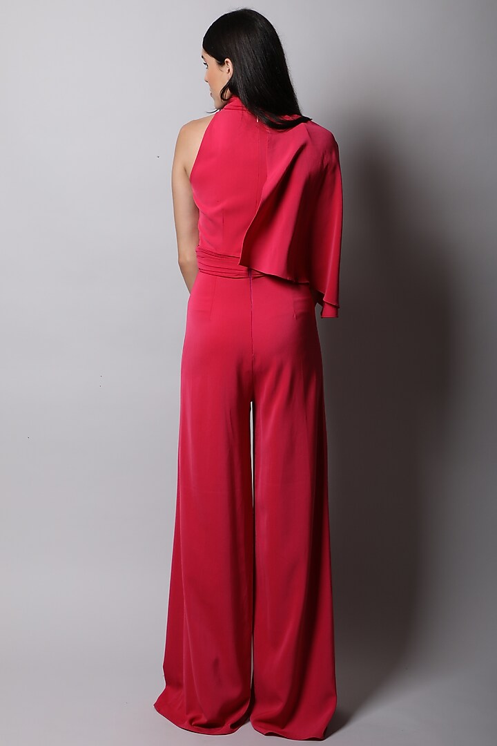 Fuchsia Heavy Crepe Jumpsuit by Swatee Singh at Pernia's Pop Up Shop