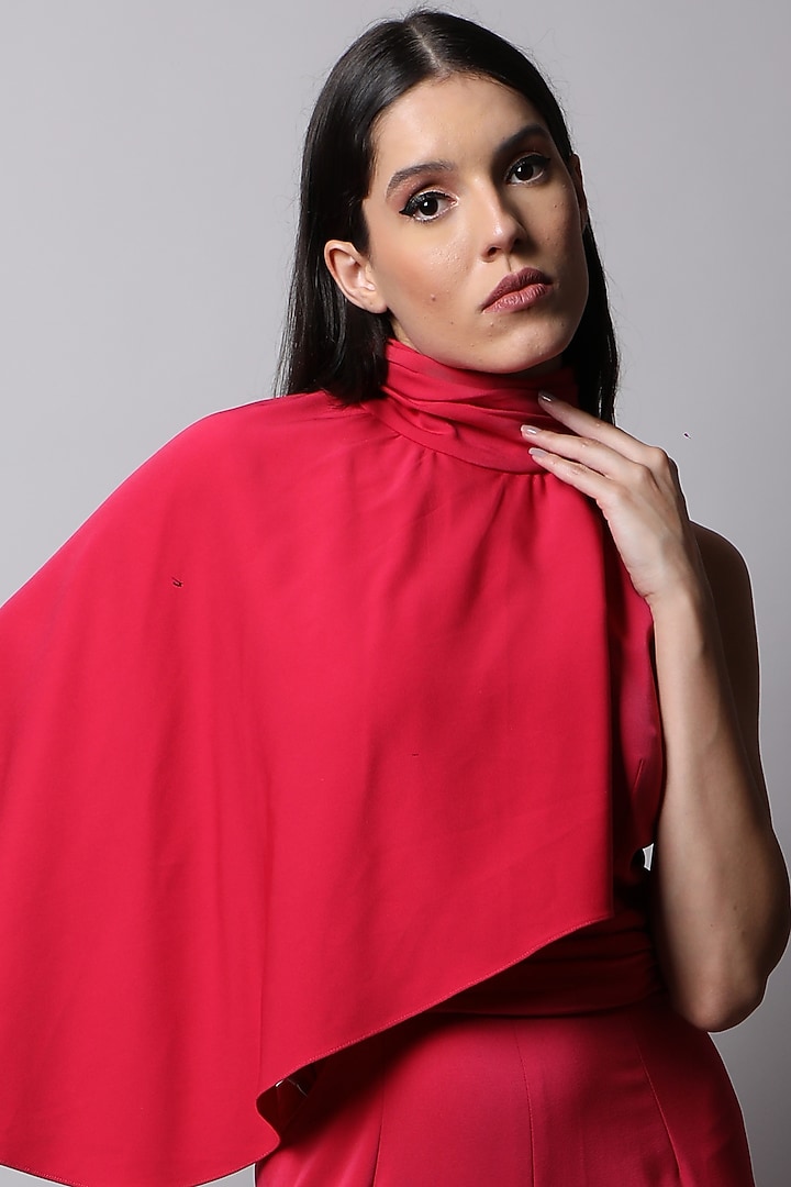 Fuchsia Heavy Crepe Jumpsuit by Swatee Singh at Pernia's Pop Up Shop