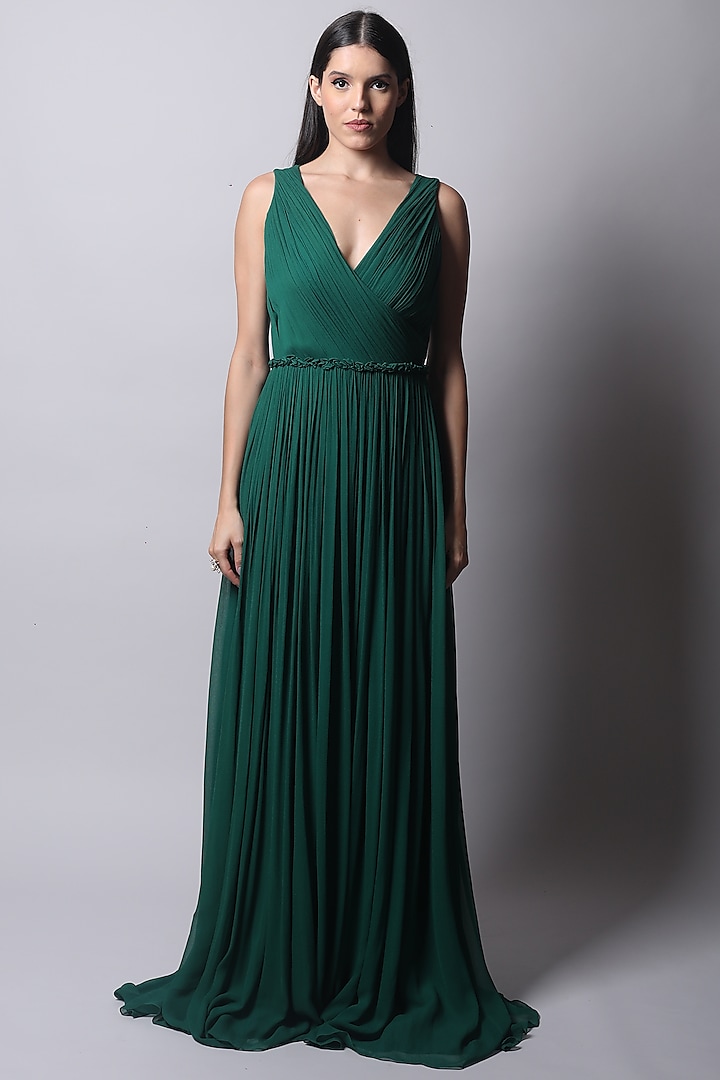 Green Overlapped Gown Design by Swatee Singh at Pernia's Pop Up Shop 2024