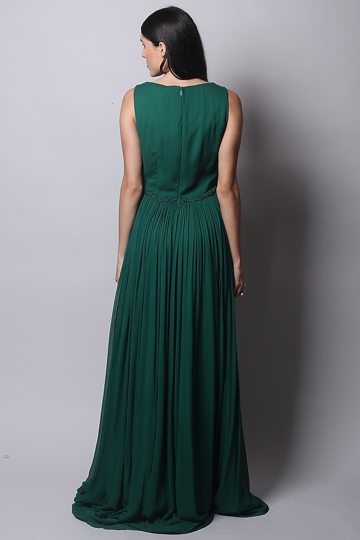 Green Overlapped Gown by Swatee Singh at Pernia's Pop Up Shop