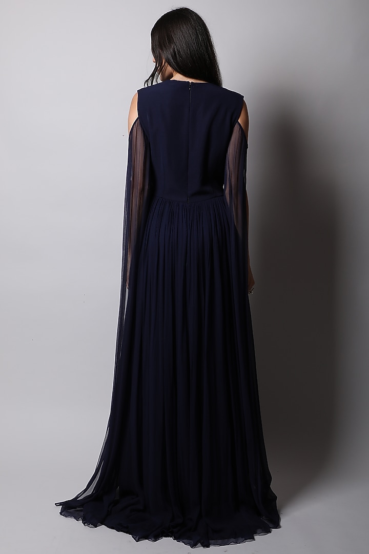Navy Blue Paneled Gown by Swatee Singh at Pernia's Pop Up Shop