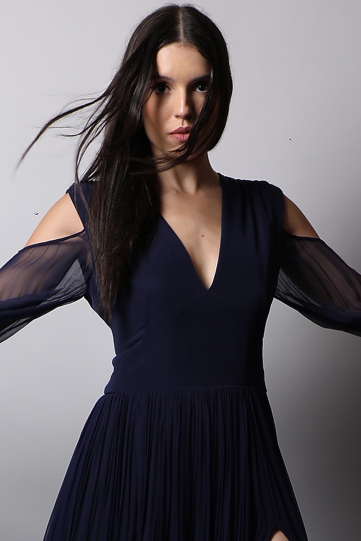 Navy Blue Paneled Gown by Swatee Singh at Pernia's Pop Up Shop