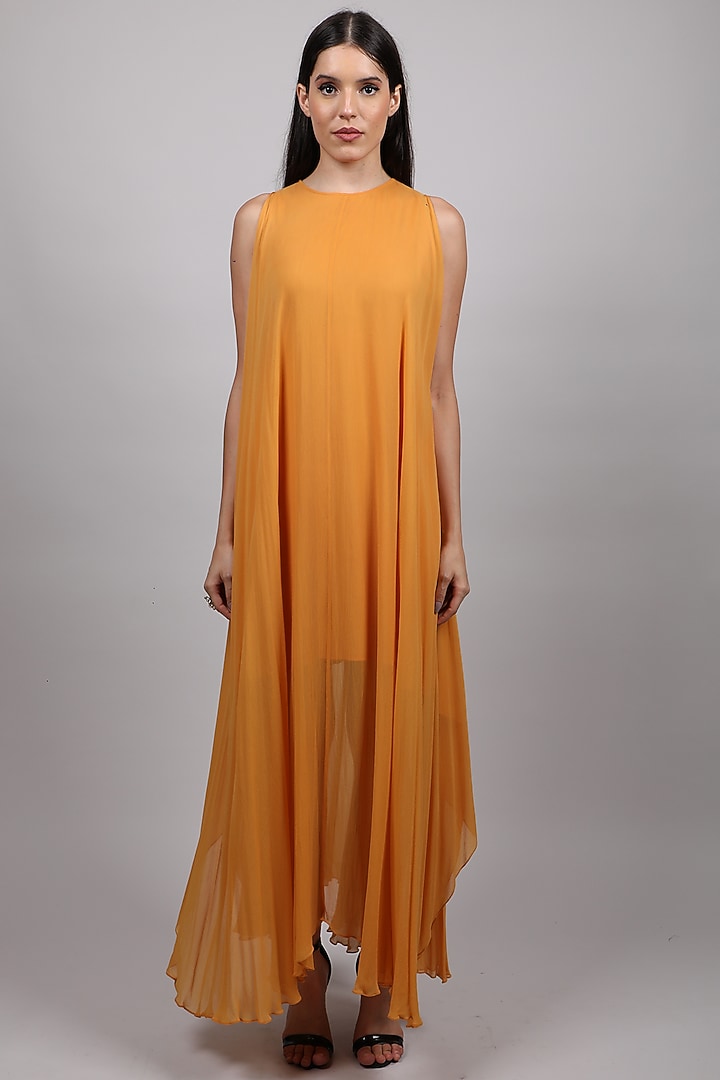 Mustard Flared Vacation Dress by Swatee Singh at Pernia's Pop Up Shop