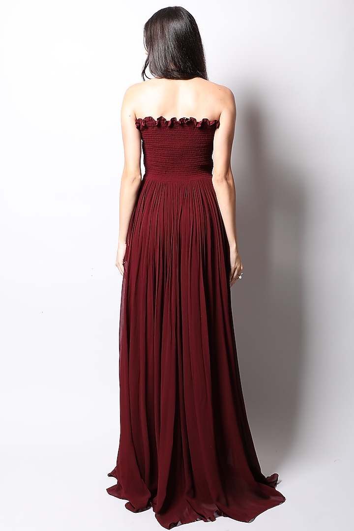 Maroon Tube Gown by Swatee Singh at Pernia's Pop Up Shop