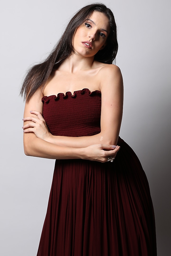 Maroon Tube Gown by Swatee Singh at Pernia's Pop Up Shop