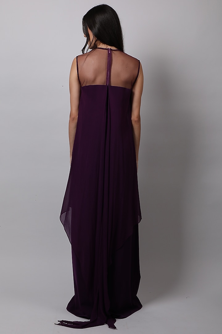 Purple Draped Jumpsuit by Swatee Singh at Pernia's Pop Up Shop