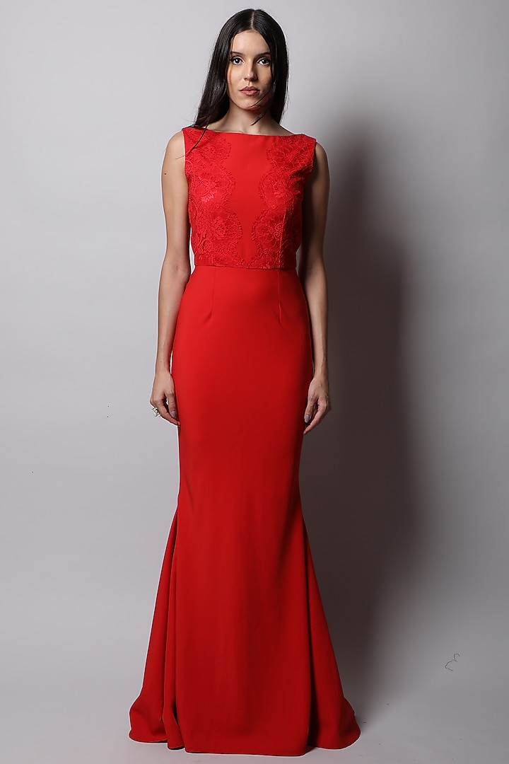 Red Structured Gown by Swatee Singh at Pernia's Pop Up Shop