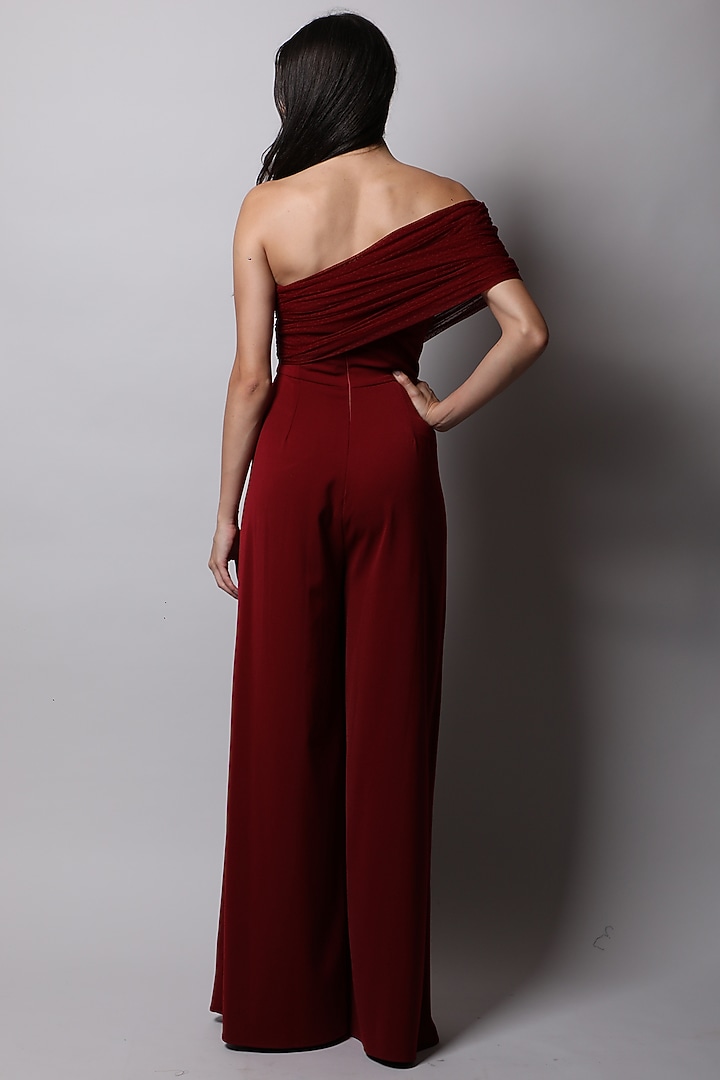 Maroon Corset Jumpsuit by Swatee Singh at Pernia's Pop Up Shop