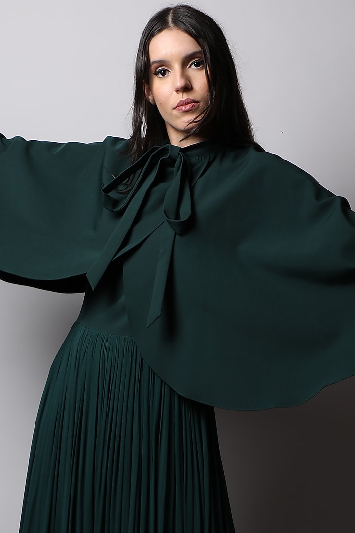 Dark Green Georgette Gown by Swatee Singh at Pernia's Pop Up Shop