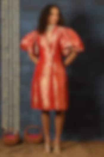 Red Brocade Blazer Vacation Dress by Swatee Singh at Pernia's Pop Up Shop