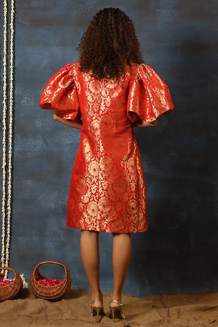 Red Brocade Blazer Vacation Dress by Swatee Singh at Pernia's Pop Up Shop