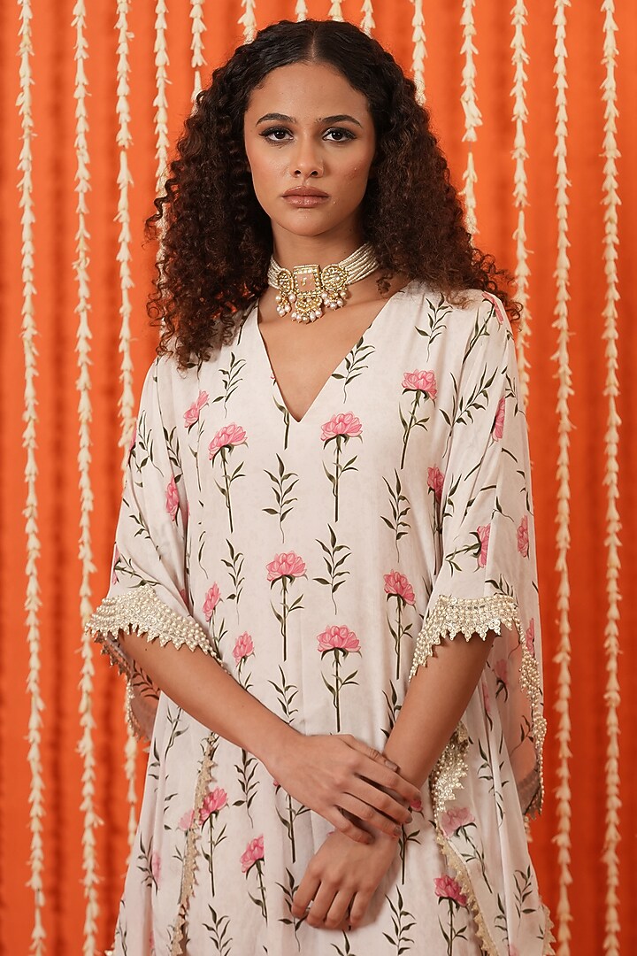 Rose Pink Georgette Digital Printed Kaftan by Swatee Singh at Pernia's Pop Up Shop