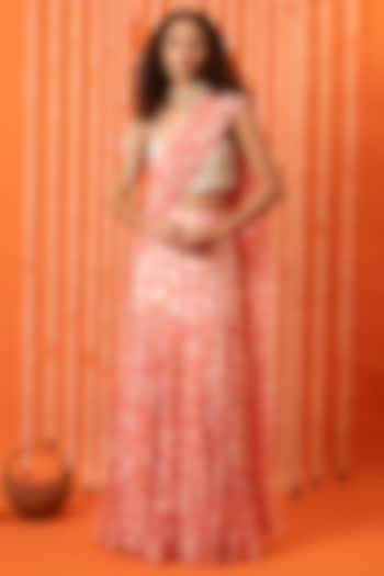 Off-White Georgette Digital Printed Pre-Stitched Party Wear Saree Set by Swatee Singh at Pernia's Pop Up Shop