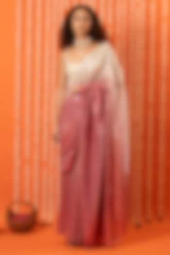 Champagne & Pink Ombre Sequins Pre-Stitched Party Wear Saree Set by Swatee Singh at Pernia's Pop Up Shop