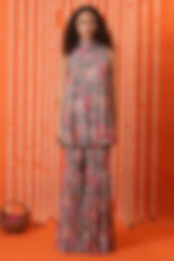 Grey Georgette Floral Printed Party Wear Sharara Set by Swatee Singh at Pernia's Pop Up Shop