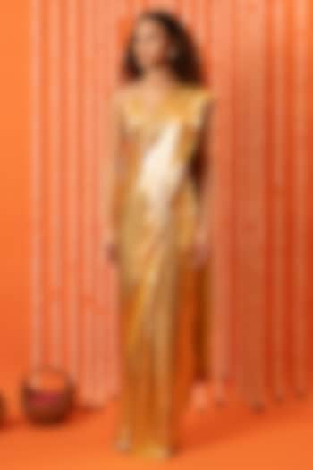 Sun Gold Foil Pre-Stitched Party Wear Saree Set by Swatee Singh at Pernia's Pop Up Shop