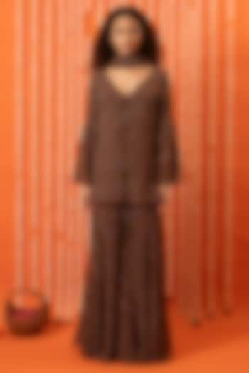 Brown Georgette Digital Printed Kurta Set by Swatee Singh at Pernia's Pop Up Shop