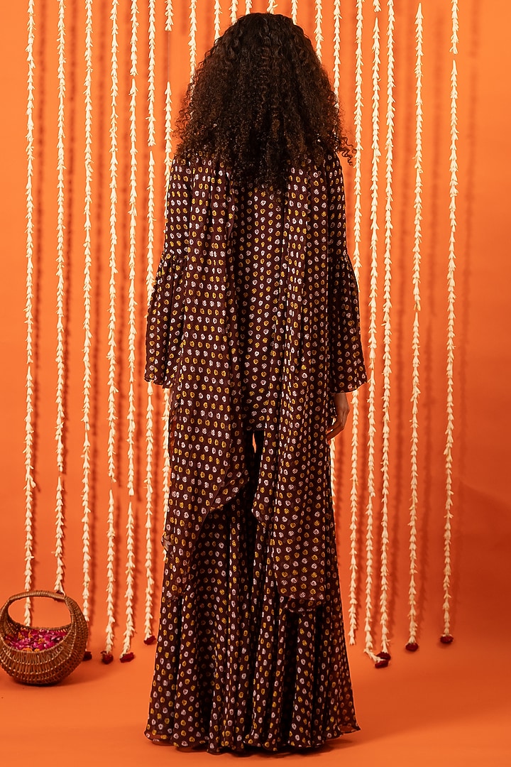 Brown Georgette Digital Printed Kurta Set by Swatee Singh at Pernia's Pop Up Shop