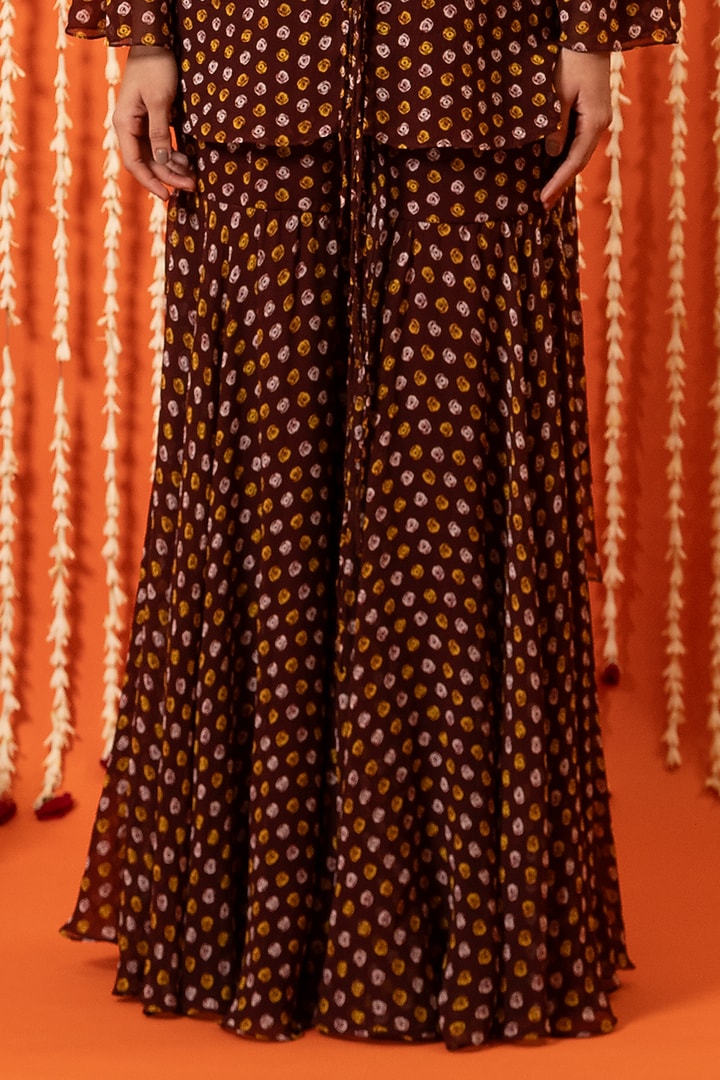 Brown Georgette Digital Printed Kurta Set by Swatee Singh at Pernia's Pop Up Shop