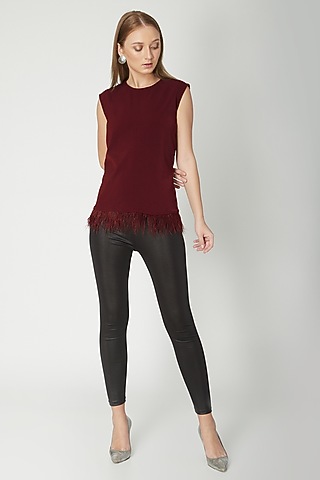 Maroon Top With Fringe by Swatee Singh