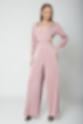 Blush Pink Hand Embroidered Jumpsuit by Swatee Singh