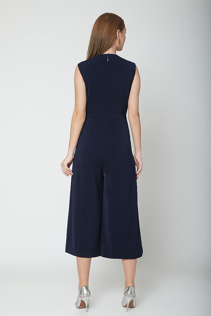 Midnight Blue Pleated Jumpsuit by Swatee Singh at Pernia's Pop Up Shop