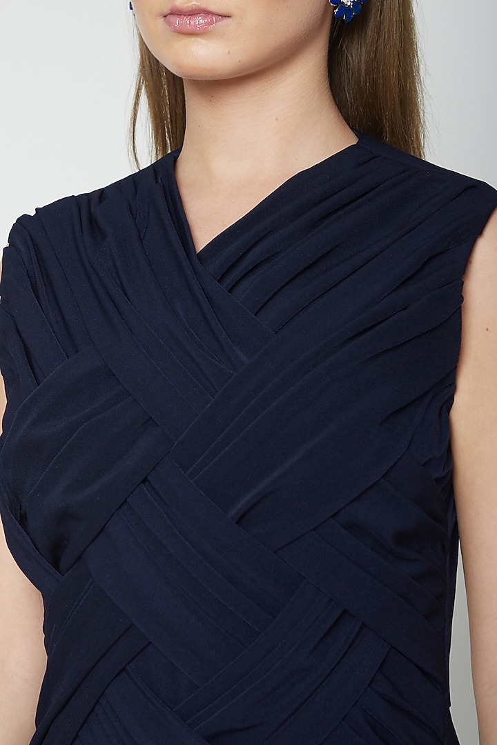 Midnight Blue Pleated Jumpsuit by Swatee Singh at Pernia's Pop Up Shop