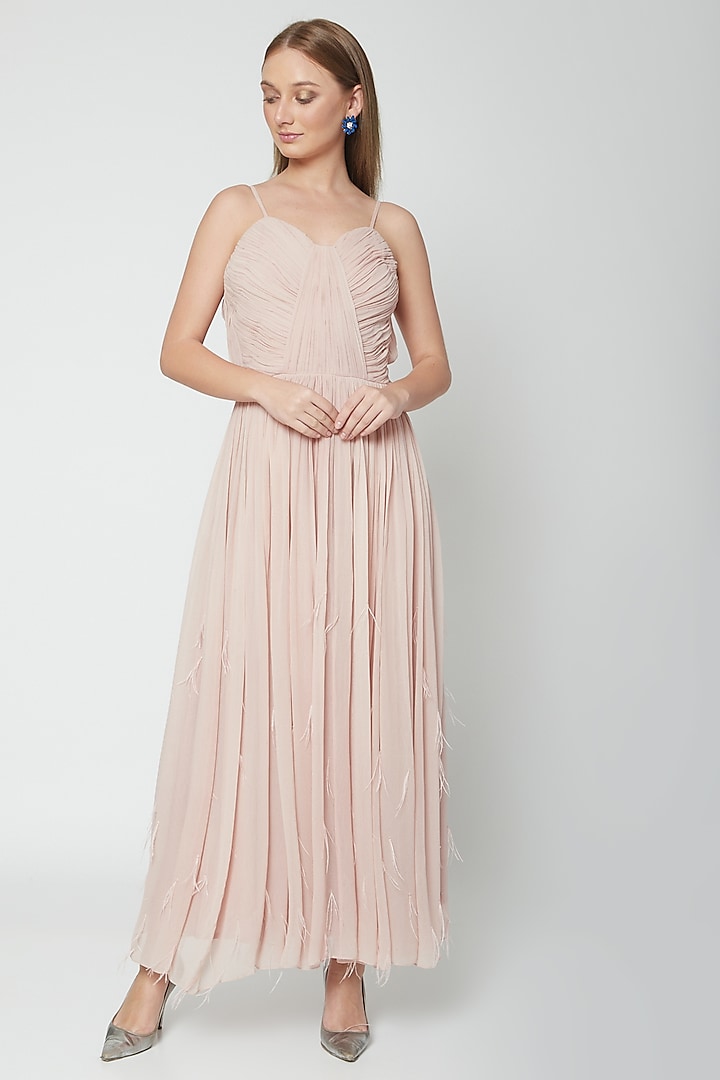Blush Pink Pleated Dress by Swatee Singh