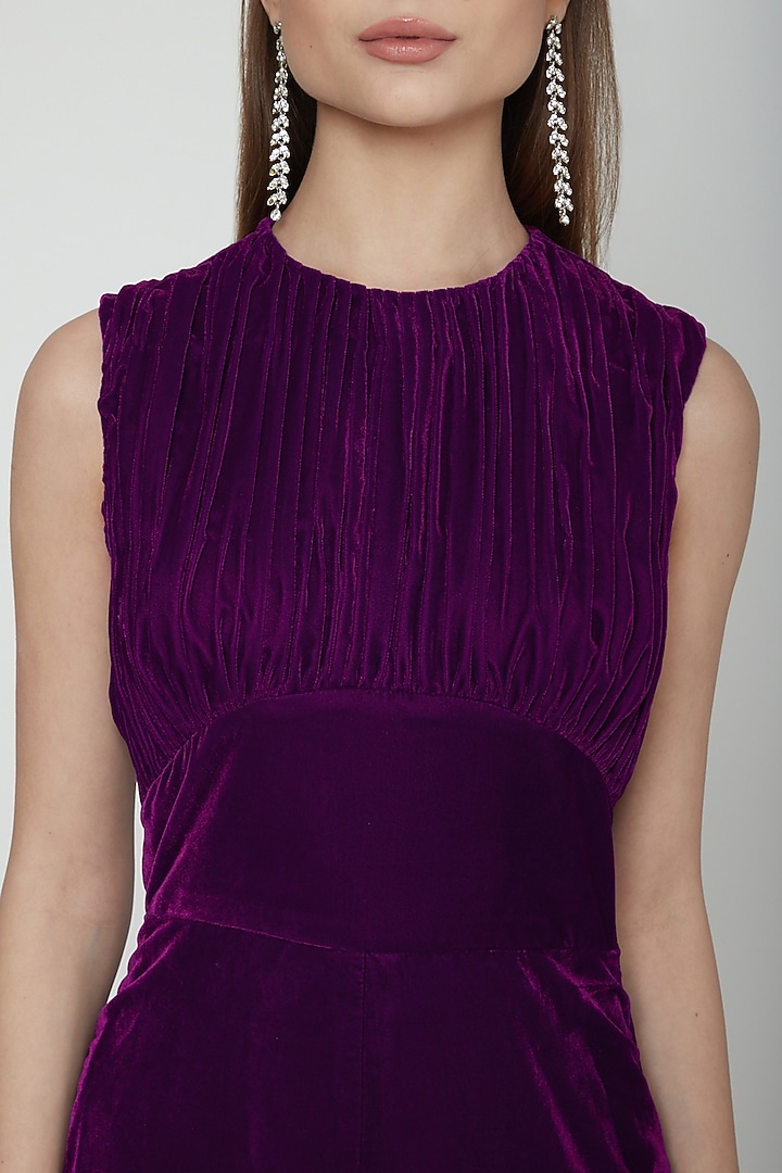 Purple Pleated Fit & Flare Engagement Gown by Swatee Singh at Pernia's Pop Up Shop
